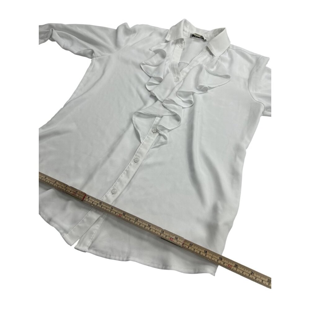 Calvin Klein White Ruffled Button-Down Blouse XS - Picture 9 of 12